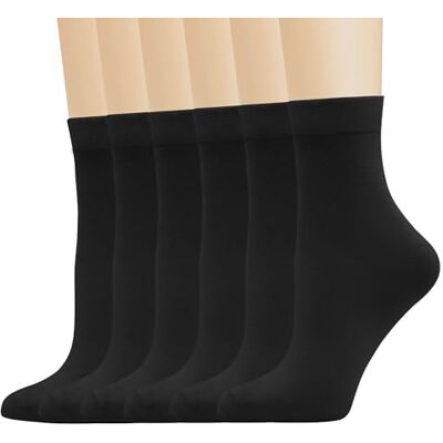 SAKUSOCK Tunna strumpor av bambufiber, silkeslena, mjuka, ventilerande, klassiska, luktfria, avslappnade strumpor, 6 par, svart, Large SAKUSOCK Tunna strumpor av bambufiber, silkeslena, mjuka, ventilerande, klassiska, luktfria, avslappnade strumpor, 6 par, svart, Large