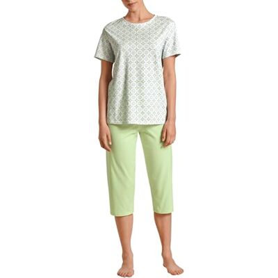 CALIDA Spring Nights 3/4-dampyjamas, tillverkad av 100% bomull, andningsaktiv och klimatreglerande, Ljus pistasch, 40-42 CALIDA Spring Nights 3/4-dampyjamas, tillverkad av 100% bomull, andningsaktiv och klimatreglerande, Ljus pistasch, 40-42