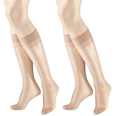 Hudson dam 15 DEN knähöga strumpor (förpackning med 2), beige en storlek Hudson dam 15 DEN knähöga strumpor (förpackning med 2), beige en storlek