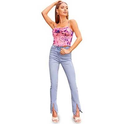 Chi Chi London kvinnors korsett stil blommig abstrakt topp i rosa cami-skjorta, Rosa, 36 Chi Chi London kvinnors korsett stil blommig abstrakt topp i rosa cami-skjorta, Rosa, 36