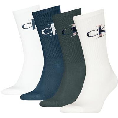 Calvin Monogram Sock Crew-strumpor dam (4-pack), Vit/blågrön/blå, 39-42 EU Calvin Monogram Sock Crew-strumpor dam (4-pack), Vit/blågrön/blå, 39-42 EU