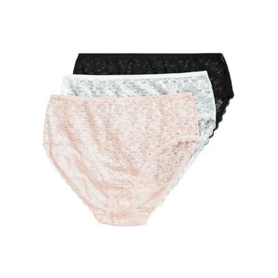 Ulla Popken dam stora storlekar, plus size TruYou miditrosor, 3-pack, transparent spets Ulla Popken dam stora storlekar, plus size TruYou miditrosor, 3-pack, transparent spets