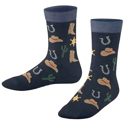 FALKE Little Cowboy K So Baumwolle Gemustert strumpor, rymdblå 6116, 35-38 unisex-barn och tonåringar FALKE Little Cowboy K So Baumwolle Gemustert strumpor, rymdblå 6116, 35-38 unisex-barn och tonåringar