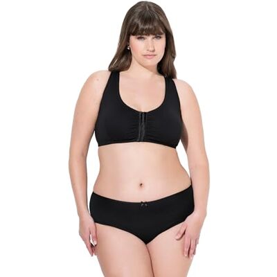 Ulla Popken Bustier, Vorderverschluss, bomull BH, svart, 120D dam Ulla Popken Bustier, Vorderverschluss, bomull BH, svart, 120D dam