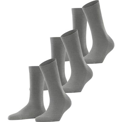 FALKE Dam familj 3-pack strumpor hållbar bomull svart grå marinblå damer tunna vadstrumpor enkla för alla årstider arbete eller ledig look multipack 3 par, Grå (Greymix 3399), 38.5-42 EU FALKE Dam familj 3-pack strumpor hållbar bomull svart grå marinblå damer tunna vadstrumpor enkla för alla årstider arbete eller ledig look multipack 3 par, Grå (Greymix 3399), 38.5-42 EU