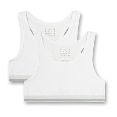 Sanetta Flickbystier i dubbelpack vit sport-BH, Vit, 140 cm Sanetta Flickbystier i dubbelpack vit sport-BH, Vit, 140 cm