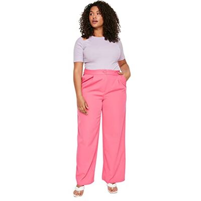Trendyol Dambyxor med hög midja, avslappnade plus-storlekar, fuchsia, 52, fuchsia Trendyol Dambyxor med hög midja, avslappnade plus-storlekar, fuchsia, 52, fuchsia