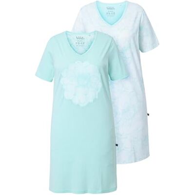 Ulla Popken kvinnors 2 st stora tröjor, Morning Rise nattlinne, ljus mintgrön, 46/48 (2-pack), Ljus mintgrön, 46-48 Ulla Popken kvinnors 2 st stora tröjor, Morning Rise nattlinne, ljus mintgrön, 46/48 (2-pack), Ljus mintgrön, 46-48