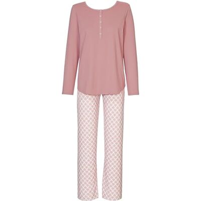 CALIDA Lovely Nights pyjamas, långa kvinnor, tillverkad av 100% ekologisk bomull, med tygtäckt elastisk linning, Rosenkopp, 40-42 CALIDA Lovely Nights pyjamas, långa kvinnor, tillverkad av 100% ekologisk bomull, med tygtäckt elastisk linning, Rosenkopp, 40-42
