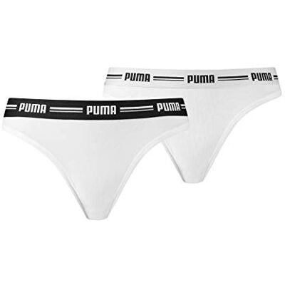 PUMA Dam ikonisk stringtrosa – (2-pack) stringtrosor, Vit/vit, XS PUMA Dam ikonisk stringtrosa – (2-pack) stringtrosor, Vit/vit, XS