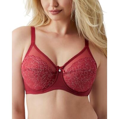 Wacoal Retro Chic Full Figure Underwire BH Hög Täckning, Transparent Dam, Röd drottning, 95F Wacoal Retro Chic Full Figure Underwire BH Hög Täckning, Transparent Dam, Röd drottning, 95F