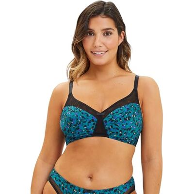 Sans Complexe Mikrofiberfri bygel-bh brottsling dam smaragdblått blommigt tryck 100E, Emeraldblått blommigt tryck, 85E Sans Complexe Mikrofiberfri bygel-bh brottsling dam smaragdblått blommigt tryck 100E, Emeraldblått blommigt tryck, 85E