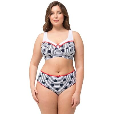 Ulla Popken Reducerande BH, Hjärtan/Randig, Bygellös, Cup C-D 826222, Nachtblau, 110C Ulla Popken Reducerande BH, Hjärtan/Randig, Bygellös, Cup C-D 826222, Nachtblau, 110C