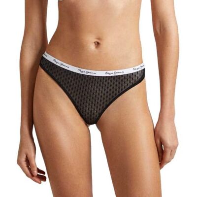 Pepe Jeans Dot 3p Thong Tanga, Svart (Black), S för kvinnor, Svart, S Pepe Jeans Dot 3p Thong Tanga, Svart (Black), S för kvinnor, Svart, S