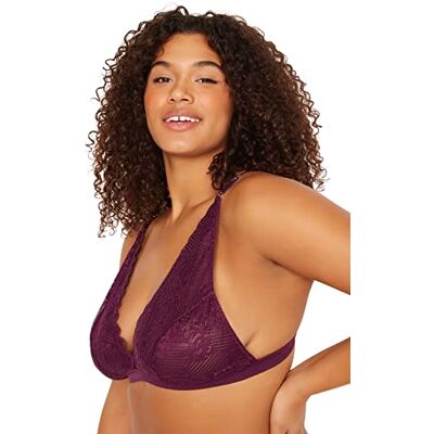 Trendyol Kvinnor plus size bralette stickad plus size bh, plommon, 2XL, Plommon, XXL Trendyol Kvinnor plus size bralette stickad plus size bh, plommon, 2XL, Plommon, XXL