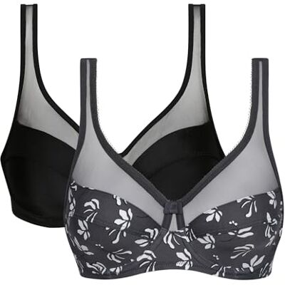 Dim Generous bygel-bh för kvinnor med klassisk perfekt stöd x2, Urban Bloom/Black, 75B Dim Generous bygel-bh för kvinnor med klassisk perfekt stöd x2, Urban Bloom/Black, 75B