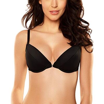 VIVISENCE Dam push-up BH med transparenta remmar rygglös bygel-BH genomskinliga remmar för rygglös klänning, bh inlägg push up, 1040, svart, 85D VIVISENCE Dam push-up BH med transparenta remmar rygglös bygel-BH genomskinliga remmar för rygglös klänning, bh inlägg push up, 1040, svart, 85D