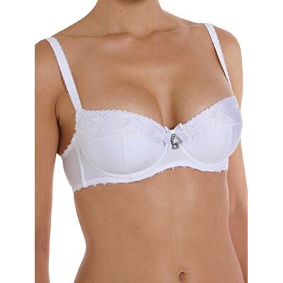 Susa Dirndl BH dam med bygel Wiesn-magi, push-up BH med mycket voluminösa kupor, 3-delade kupor, dambehåar för en speciell dekolleté, Vit, 80C Susa Dirndl BH dam med bygel Wiesn-magi, push-up BH med mycket voluminösa kupor, 3-delade kupor, dambehåar för en speciell dekolleté, Vit, 80C