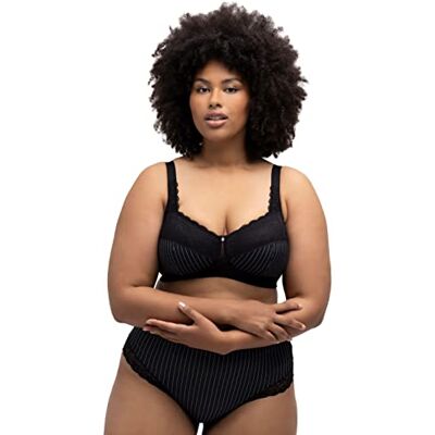 Ulla Popken Dam Comfort-Bra, Pinstripe BH, svart, 85, svart, 85C Ulla Popken Dam Comfort-Bra, Pinstripe BH, svart, 85, svart, 85C