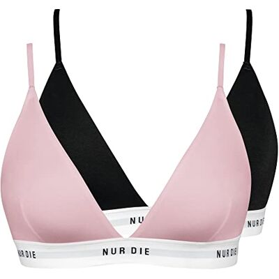 Nur Die Mjuk bh 2-pack sportig utan bygel vadderad steklett dam, Svart/rosa, 44/46 SE Nur Die Mjuk bh 2-pack sportig utan bygel vadderad steklett dam, Svart/rosa, 44/46 SE