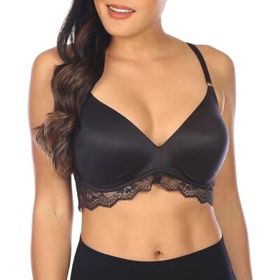 Maidenform dam trådlös, naturlig lyft och formning, konvertibel BH med spets, Svart, 75D Maidenform dam trådlös, naturlig lyft och formning, konvertibel BH med spets, Svart, 75D