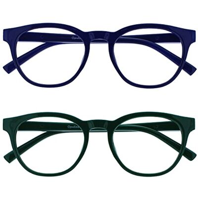 OPULIZE Blu 2-pack blått ljus blockerar läsglasögon blå grön dator bländskydd män kvinnor BB5-36 +3,50 OPULIZE Blu 2-pack blått ljus blockerar läsglasögon blå grön dator bländskydd män kvinnor BB5-36 +3,50