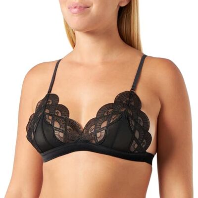 KARL LAGERFELD Dam Broderad Triangel-Bh Med Fläkt, Svart, M KARL LAGERFELD Dam Broderad Triangel-Bh Med Fläkt, Svart, M