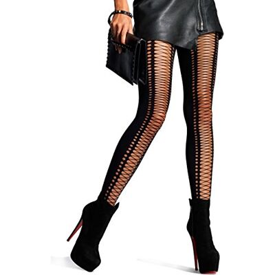 Leg Avenue 7925 Spandex nahtlose Blickdichte Strumpfhosen mit Korsettschnürung Effekt, schwarz (Einheitsgröße) Leg Avenue 7925 Spandex nahtlose Blickdichte Strumpfhosen mit Korsettschnürung Effekt, schwarz (Einheitsgröße)