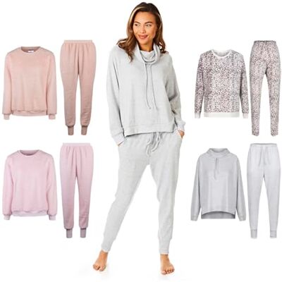 Light & Shade Pretty Woman dam supermjuk snit twosie träningsoverall set bekväm varm mjuk loungewear, grå, L/XL Light & Shade Pretty Woman dam supermjuk snit twosie träningsoverall set bekväm varm mjuk loungewear, grå, L/XL