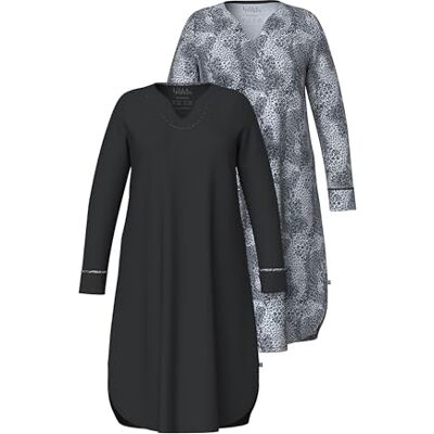 Ulla Popken gs1 data protected company 406978700005 dam bigshirts, 2-pack, tunika halsringning, långärmade nattskjortor, svart, 46-48 Ulla Popken gs1 data protected company 406978700005 dam bigshirts, 2-pack, tunika halsringning, långärmade nattskjortor, svart, 46-48