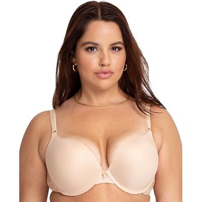 Smart & Sexy Maximal klyvning bygel push-up bh, buff med spetsvingar, 36 B Smart & Sexy Maximal klyvning bygel push-up bh, buff med spetsvingar, 36 B