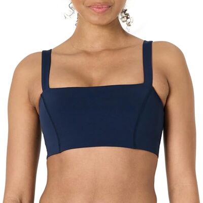 Amazon Essentials dam aktiv FormFlex Buttery mjukt ljus stöd bandeau sport-bh med justerbara remmar, marinblå, S Amazon Essentials dam aktiv FormFlex Buttery mjukt ljus stöd bandeau sport-bh med justerbara remmar, marinblå, S