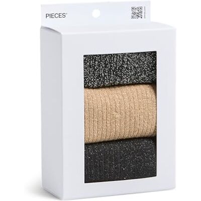 PIECES Pcsebby Xmas frill strumpa 3-pack låda Bc, svart, one size PIECES Pcsebby Xmas frill strumpa 3-pack låda Bc, svart, one size