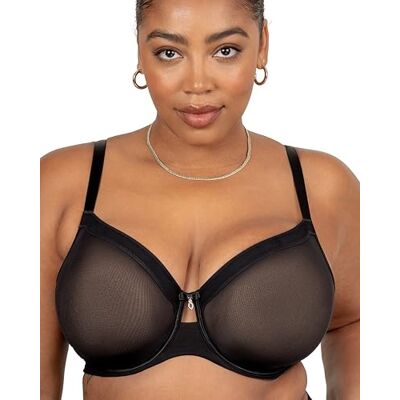 Curvy Couture Dam Sheer Mesh Full täckning ofodrad bygel-bh, Svart nyans, 80K Curvy Couture Dam Sheer Mesh Full täckning ofodrad bygel-bh, Svart nyans, 80K