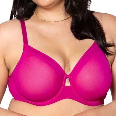 Curvy Couture Dam Sheer Mesh Full täckning Ofodrad Bygel-BH, Glamberry, 34FF, Glamberry, 75H Curvy Couture Dam Sheer Mesh Full täckning Ofodrad Bygel-BH, Glamberry, 34FF, Glamberry, 75H