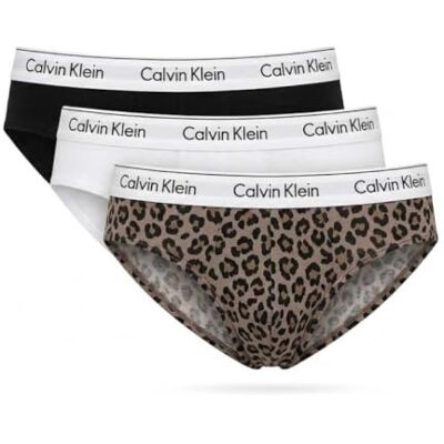 Calvin kvinnors bikini 3-pack LV00QD5207 Bikini, blå (svart/klassisk vit/djurspegel), S Calvin kvinnors bikini 3-pack LV00QD5207 Bikini, blå (svart/klassisk vit/djurspegel), S