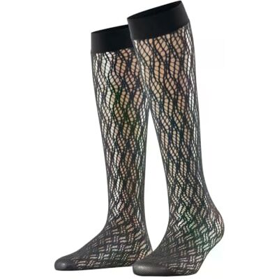 FALKE dam knästrumpor Pure Shore W Kh transparent mönstrade 1 par, svart svart 3009, 35-38 FALKE dam knästrumpor Pure Shore W Kh transparent mönstrade 1 par, svart svart 3009, 35-38