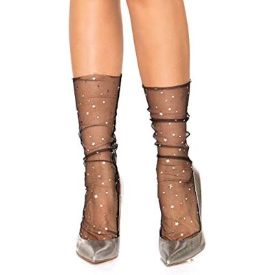 Leg Avenue Tuell-Soeckchen mit Mond und Sterne Motiv, Einheitsgröße (Schwarz), 20 g Leg Avenue Tuell-Soeckchen mit Mond und Sterne Motiv, Einheitsgröße (Schwarz), 20 g