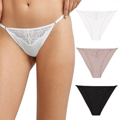 Maidenform Women's M Adjustable String Bikini Underwear, No-Show Panties, Multi-Way Straps, 3-Pack Maidenform Women's M Adjustable String Bikini Underwear, No-Show Panties, Multi-Way Straps, 3-Pack