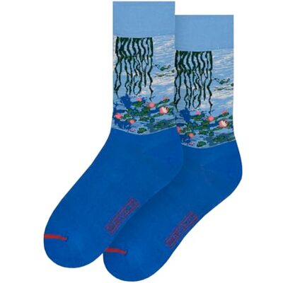 MuseARTa bomullsstrumpor med målningen Water Lilies II av konstnären Claude Monet i storlek 40–46, CM-WL-12–40–46, blå, 40-46 MuseARTa bomullsstrumpor med målningen Water Lilies II av konstnären Claude Monet i storlek 40–46, CM-WL-12–40–46, blå, 40-46