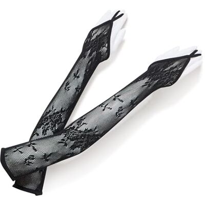 Leg Avenue blommigt nät för kvinnor, extra långa armvärmare, Svart, One Size Leg Avenue blommigt nät för kvinnor, extra långa armvärmare, Svart, One Size