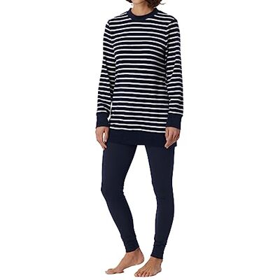 Schiesser Pyjamas för kvinnor med leggings, mjuk och gosig frotté, pyjamasset, mörkblå randig, 38, Dunkelblau Gestreift, 38 Schiesser Pyjamas för kvinnor med leggings, mjuk och gosig frotté, pyjamasset, mörkblå randig, 38, Dunkelblau Gestreift, 38