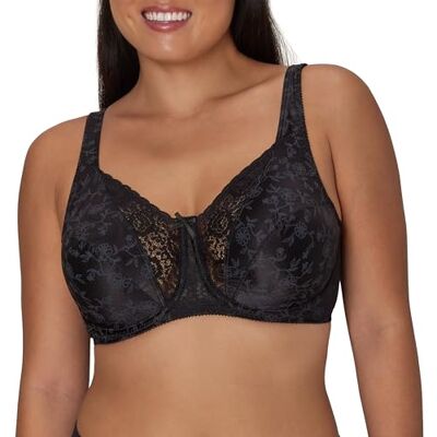 Playtex Secrets Love My Curves, #4422, Behå, signatur, blommig, bygel, heltäckande bh, Riktigsvart, 85D Playtex Secrets Love My Curves, #4422, Behå, signatur, blommig, bygel, heltäckande bh, Riktigsvart, 85D