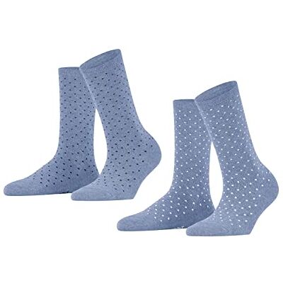 FALKE ESPRIT Damer Fine Dot 2-pack strumpor ekologisk bomull svart blå många fler färger förstärkta damstrumpor med mönster andas mönstrade färgglada prickade i multipack 2 par, Blå (jeans 6458), 35-38 EU FALKE ESPRIT Damer Fine Dot 2-pack strumpor ekologisk bomull svart blå många fler färger förstärkta damstrumpor med mönster andas mönstrade färgglada prickade i multipack 2 par, Blå (jeans 6458), 35-38 EU