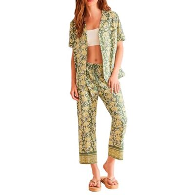 women'secret Capri Daily Boho Pyjamas för kvinnor, Grönt tryck, S women'secret Capri Daily Boho Pyjamas för kvinnor, Grönt tryck, S