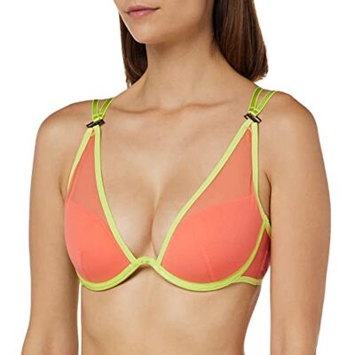 KARL LAGERFELD Dam Blank Strappy Demi Cup Bh Med Band, Ljus korall, L KARL LAGERFELD Dam Blank Strappy Demi Cup Bh Med Band, Ljus korall, L