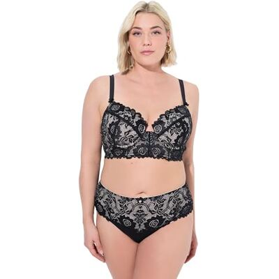 Ulla Popken damer stora storlekar överdimensionerade plus size Wire-Bra, softcups, främre closure, svart, 95E Ulla Popken damer stora storlekar överdimensionerade plus size Wire-Bra, softcups, främre closure, svart, 95E