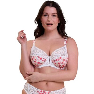 Sans Complexe -bygel-BH med bygel-amelie tryckt vit, Blommigt tryck vit och röd, 85F Sans Complexe -bygel-BH med bygel-amelie tryckt vit, Blommigt tryck vit och röd, 85F