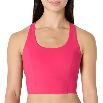 Amazon Essentials kvinnors aktiv total tåg medium support gym träning brottarrygg magtank med inbyggd BH, Rosa (Hot Pink), S Amazon Essentials kvinnors aktiv total tåg medium support gym träning brottarrygg magtank med inbyggd BH, Rosa (Hot Pink), S