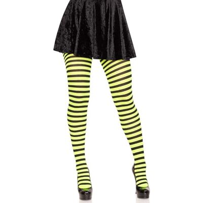 Leg Avenue 7100 – Ogenomskinliga randiga strumpbyxor, Svart/citron, one size stor Leg Avenue 7100 – Ogenomskinliga randiga strumpbyxor, Svart/citron, one size stor